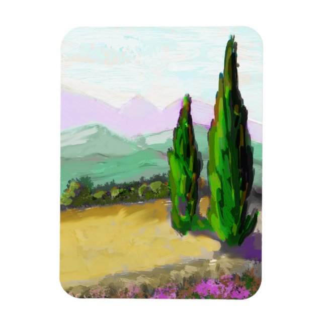Imán Les deux cyprés en Provence, Vaucluse. (Vertical)