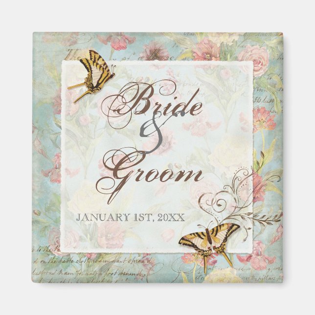 Imán Les Fleurs Peony Rosa Tulip Floral Flowers Boda (Frente)