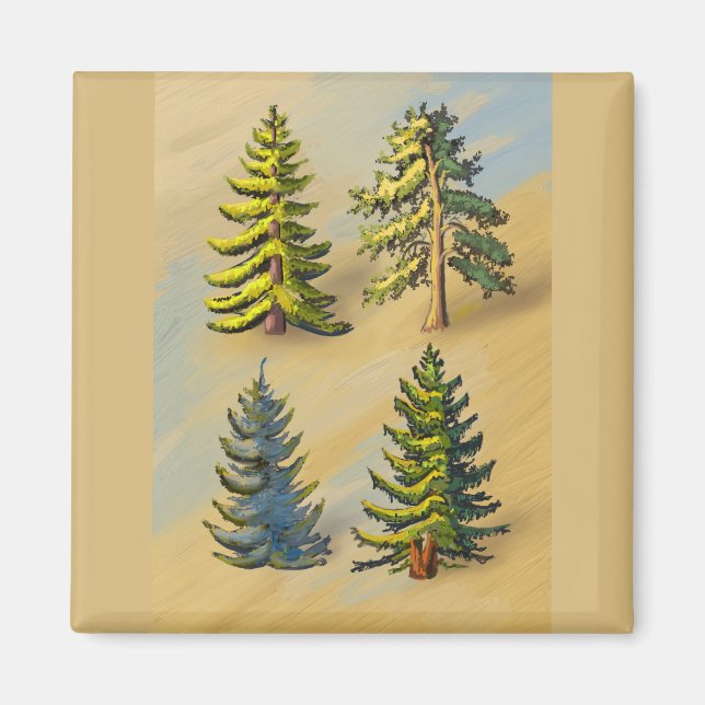 Imán Les quatres variétés de sapins, botanique. (Frente)
