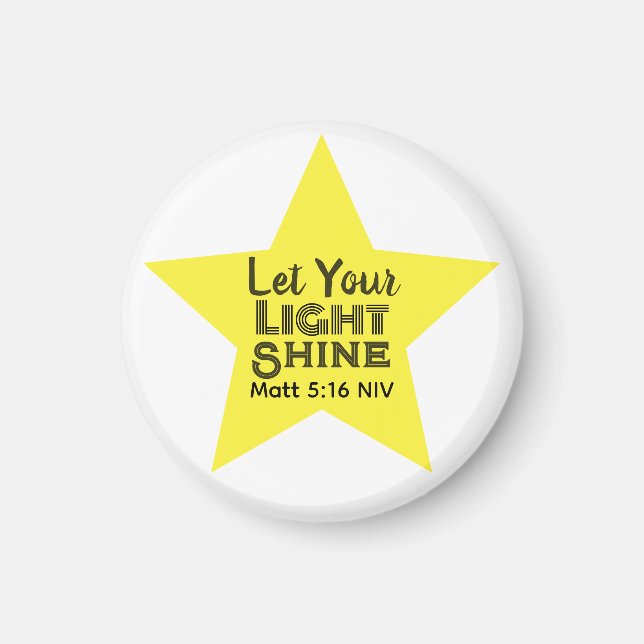 Imán Let Your Light Shine Bible Verse Yellow Star (Frente)