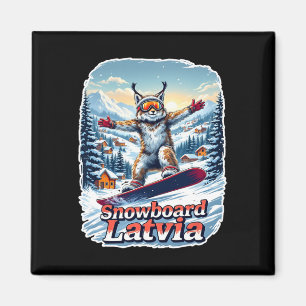 Imán Letonia: Lluvia De Snowboard En Winter Wonderland