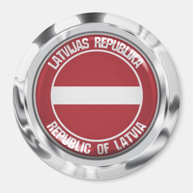 Imán Letonia redonda Emblema (Frente)
