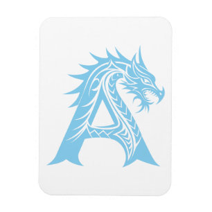 Imán Letra A de estilo dragón, alfabeto de dragón, mono