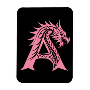 Imán Letra A de estilo dragón, alfabeto de dragón, mono