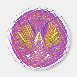 Imán Letra A, diseño de texto con logotipo colorido