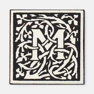 Imán Letra Art Nouveau Monograma M Antiguo
