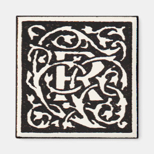 Imán Letra Art Nouveau R Monograma Antiguo