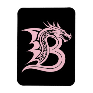 Imán Letra B de estilo dragón, alfabeto de dragón, mono