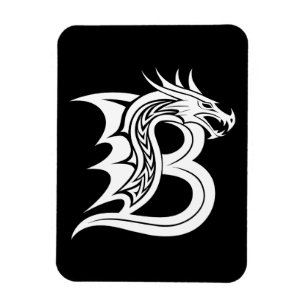 Imán Letra B de estilo dragón, alfabeto de dragón, mono