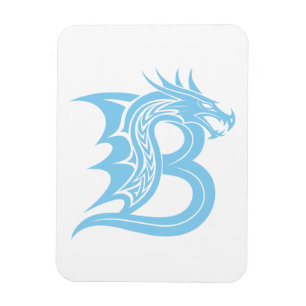 Imán Letra B de estilo dragón, alfabeto de dragón, mono