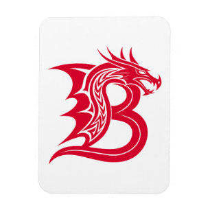 Imán Letra B de estilo dragón, alfabeto de dragón, mono