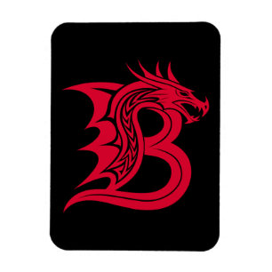 Imán Letra B de estilo dragón, alfabeto de dragón, mono