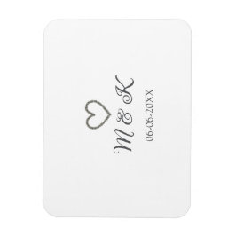 Imán Letra boda de corazón plateado nombre de pareja le