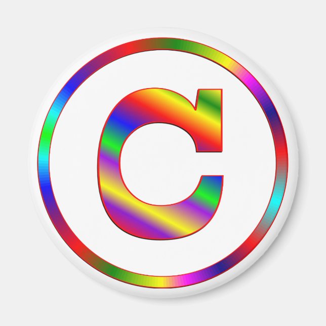 Imán Letra C Arcoiris (Frente)