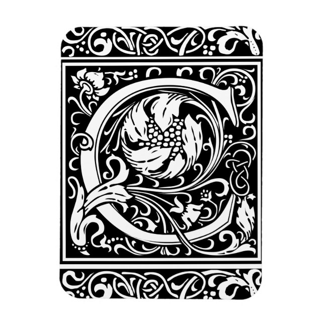 Imán Letra C Monograma medieval Art Nouveau (Vertical)
