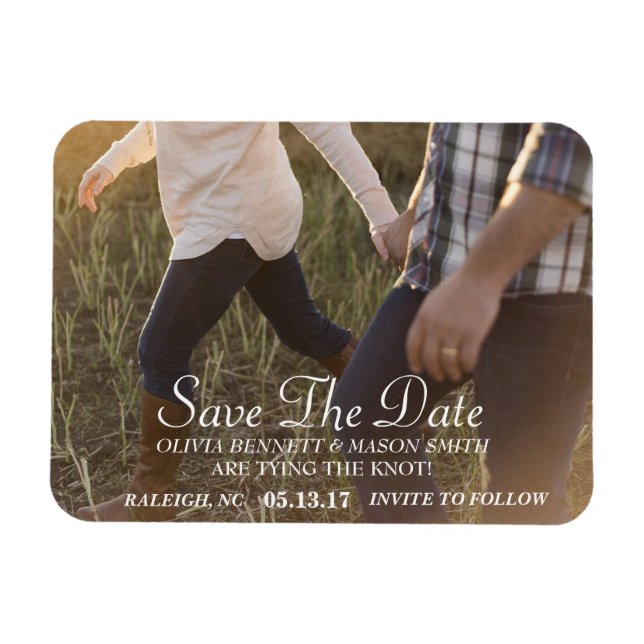 Imán Letra cursiva elegante | Foto Personalizado Guarda (Horizontal)