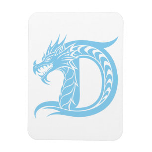 Imán Letra D de estilo dragón, alfabeto de dragón, mono