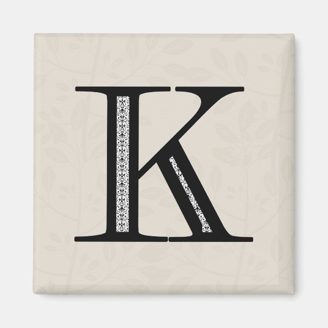 Imán Letra damask K - negro (Frente)