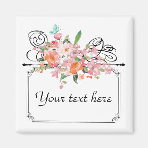Imán letra de colgante floral victoriana boda