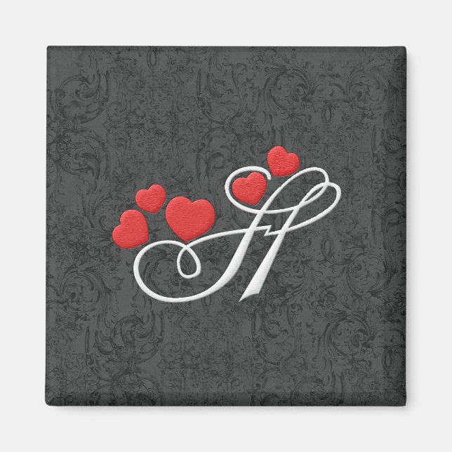 Imán Letra de corazón elegante H (Frente)