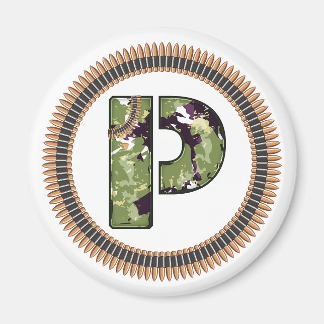 Imán Letra de estilo militar de P (Frente)
