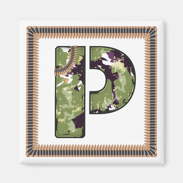 Imán Letra de estilo militar de P (Frente)