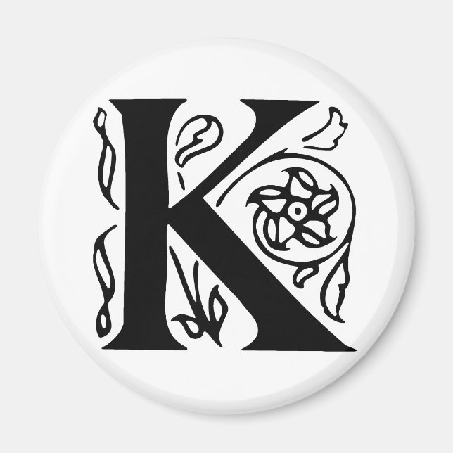 Imán Letra de fantasía K (Frente)