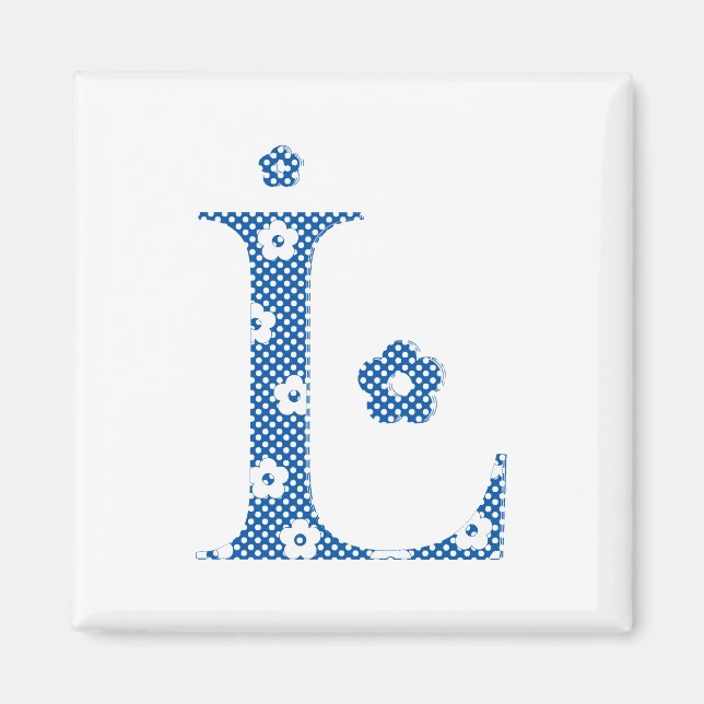 Imán Letra de patrón de flor L(azul) (Frente)