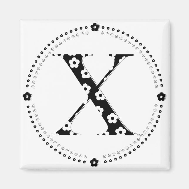 Imán Letra de patrón de flor X (Frente)