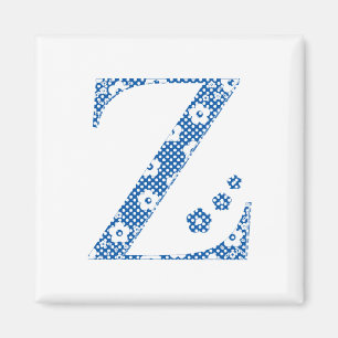 Imán Letra de patrón de flor Z (azul)