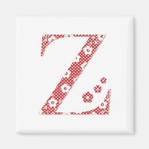 Imán Letra de patrón de flor Z (rojo)