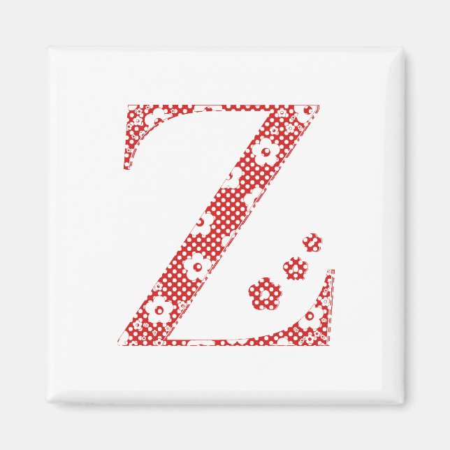 Imán Letra de patrón de flor Z (rojo) (Frente)