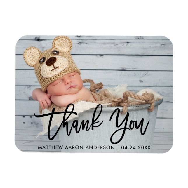 Imán Letra de pincel moderna Nueva tarjeta de agradecim (Horizontal)