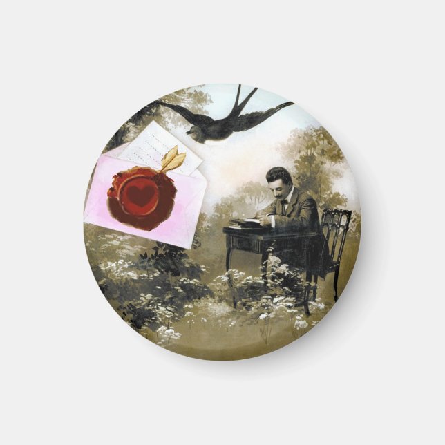 IMÁN LETRA DE VALENTÍA ROMÁNTICA, SELLO DE CERRADURA RO (Frente)