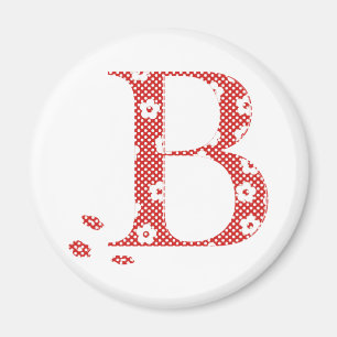 Imán Letra del patrón de flor B (rojo)