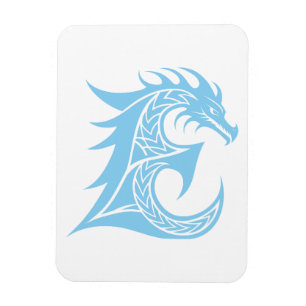 Imán Letra E de estilo dragón, alfabeto de dragón, mono