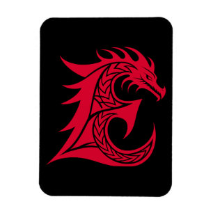 Imán Letra E de estilo dragón, alfabeto de dragón, mono