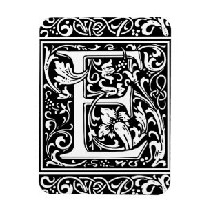 Imán Letra E Monograma Medieval Art Nouveau