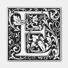 Imán Letra E Monograma Medieval Inicial Vintage