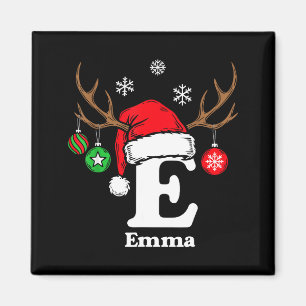 Imán Letra E Nombre Inicial Emma Con Sombrero De Santa