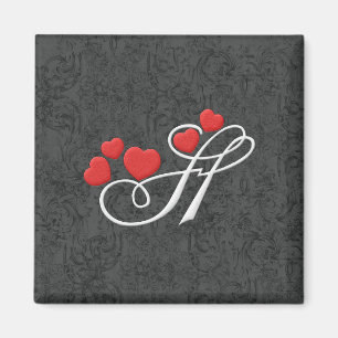 Imán Letra elegante H de los corazones