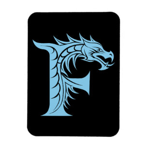 Imán Letra F de estilo dragón, alfabeto de dragón, mono