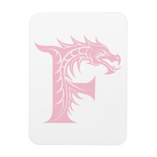 Imán Letra F de estilo dragón, alfabeto de dragón, mono