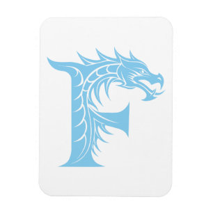 Imán Letra F de estilo dragón, alfabeto de dragón, mono