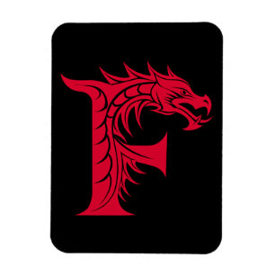 Imán Letra F de estilo dragón, alfabeto de dragón, mono