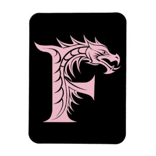 Imán Letra F de estilo dragón, alfabeto de dragón, mono