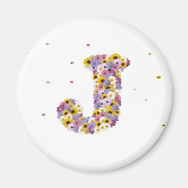 Imán Letra flor J (Frente)