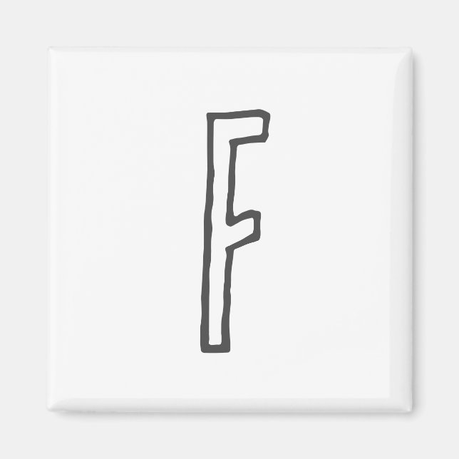 Imán Letra gris y blanca inicial plana monogramada (Frente)