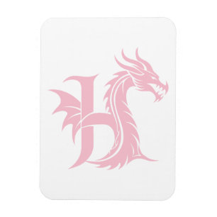 Imán Letra H de estilo dragón, alfabeto de dragón, mono