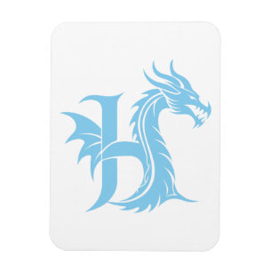 Imán Letra H de estilo dragón, alfabeto de dragón, mono